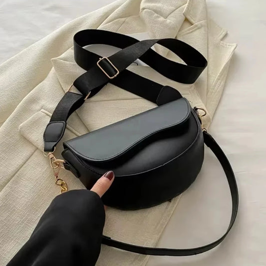 Fashion Women’s Shoulder Bag – Retro PU Leather Flap Saddle Handbag with Chain Strap, Small Crossbody Bag for Women